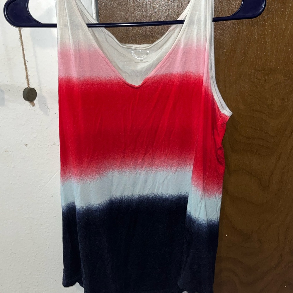 Red white blue ombré tank top